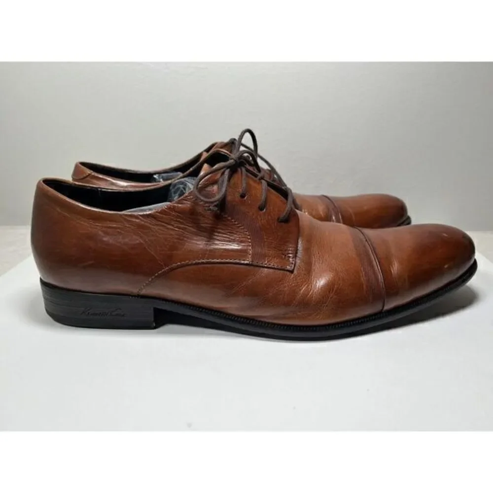 Kenneth Cole New York Men's Army Chief Li Cap‎ Toe Oxfords Cognac Shoes 10M
